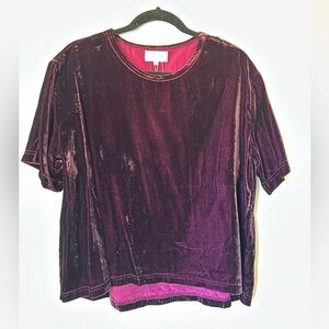 MELLODAY Rich Plum Velvet Blouse